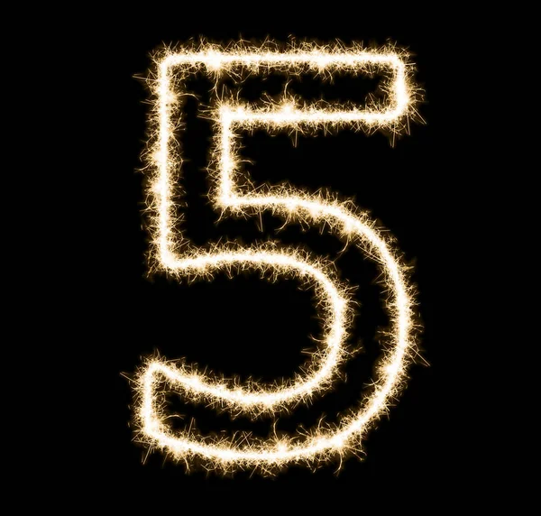 Number Made Out Sparkles Isolated Black — Stockfoto