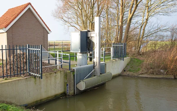 Vízművek Hollandia Északi Részén Folyó Tisztítása Friesland — Stock Fotó