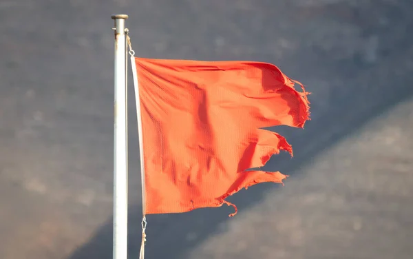 Aviso Bandeira Vermelha Praia Espanha Lanzarote — Fotografia de Stock