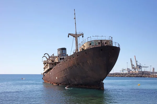 Skeppsvrak Arrecife Lanzarote Spanien Sjönk För Många Sedan — Stockfoto