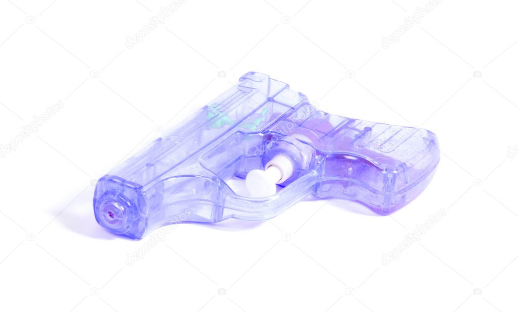 SImple blue small water pistol isolated on white background