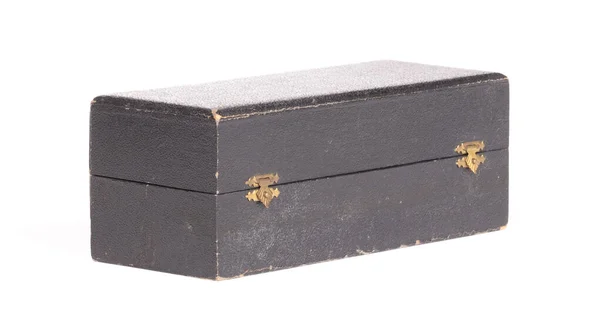 Стара Шкіряна Коробка Ізольована Білому Тлі — стокове фото