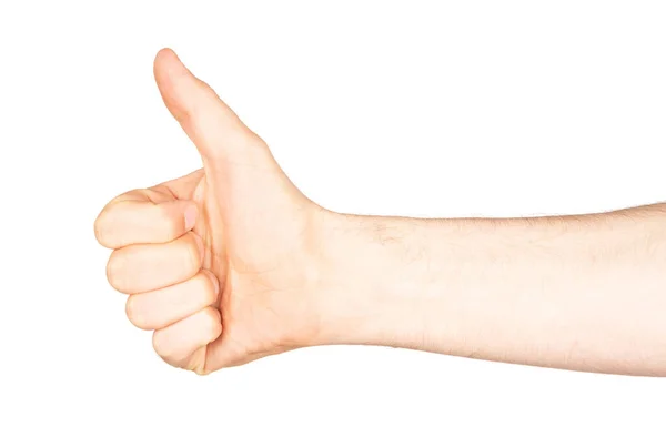 Thumb Man Hand Isolated White Background Clipping Path Approval Agreement — Stock Photo, Image