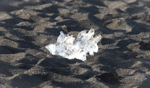 Plage Diamants Par Lagune Glacier Jokulsarlon Islande Mise Point Sélective — Photo