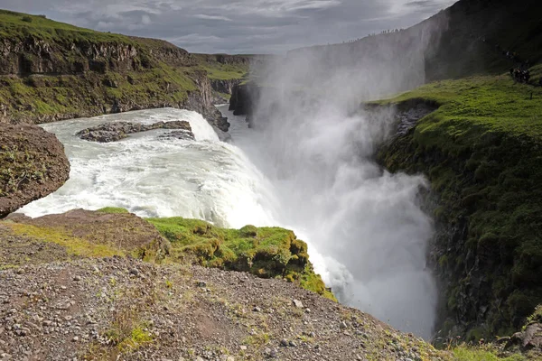 冰岛的黄金瀑布 伟大的古尔佛斯 在金圆上 — 图库照片