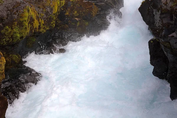 Blauer Wasserfall Island Stromabwärts Vom Bruarfoss — Stockfoto