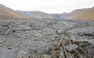Fagradalsfall, İzlanda 'daki yanardağ patlamasının yeni lavafield' ine yakın çekim