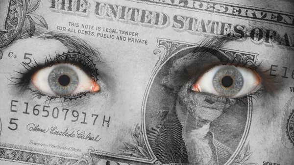 Oko Kobiety Zbliżenie Dolar Makijaż Minimalny — Zdjęcie stockowe