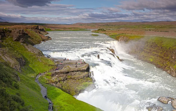 Gullfoss Islandia Pada Tanggal Juli 2021 Air Terjun Gullfoss Yang — Stok Foto