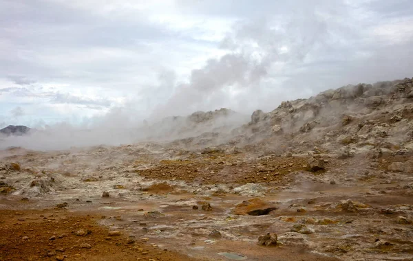 Fumarole Fumanti Nella Zona Geotermica Hverir Namafjall Islanda Settentrionale — Foto Stock