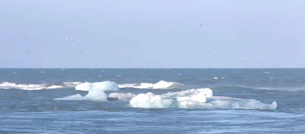 Jéghegyek Lebegnek Gyémánt Tengerparton Jokulsarlon Izland — Stock Fotó