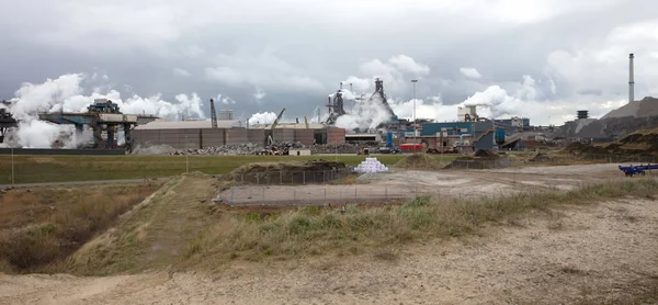 Steel Factory Plant Chimneys Netherlands — Stock Photo, Image