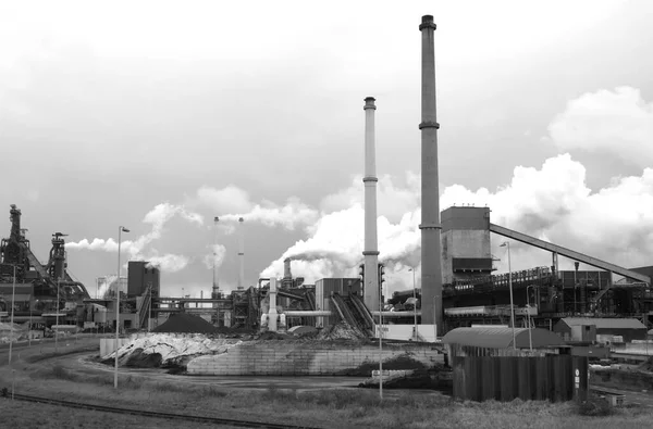 Steel Factory Plant Chimneys Netherlands — Stock Photo, Image