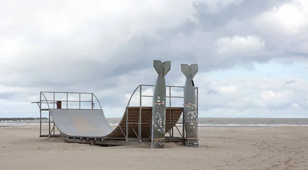 Скетборд Пляжі Нідерландах — стокове фото