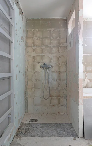 Bereiding Reparatie Van Badkamer Het Verwijderen Van Oude Tegels — Stockfoto