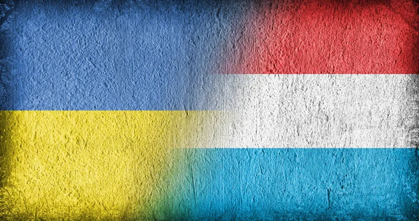 Ukrainian Flag Luxembourg Concrete Divided Middle — Stockfoto