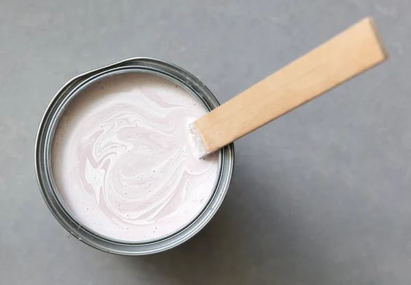 Full Pink Paint Tin Isolated Grey — Stock Photo, Image