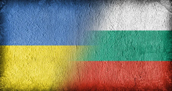 Ukrainian Bulgarian Flag Concrete Divided Middle — ストック写真