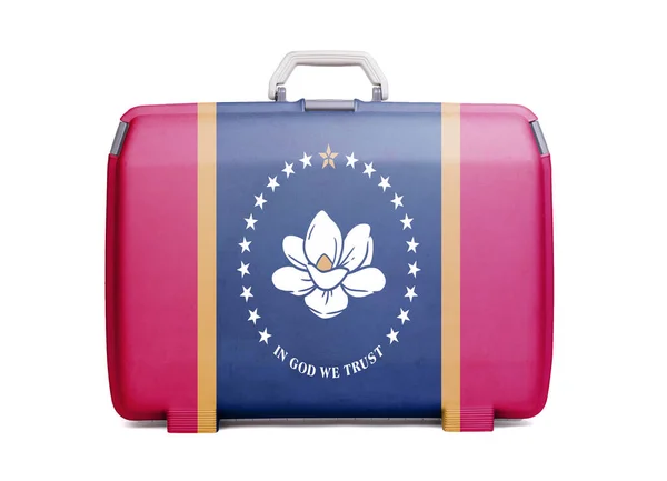 Suitcase Travel Flag State Mississippi Isolated White — Fotografia de Stock