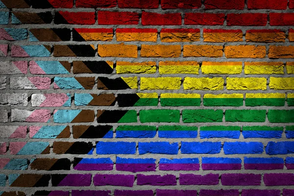 Progrès Lgbtq Arc Ciel Sur Mur Briques Plein Cadre — Photo