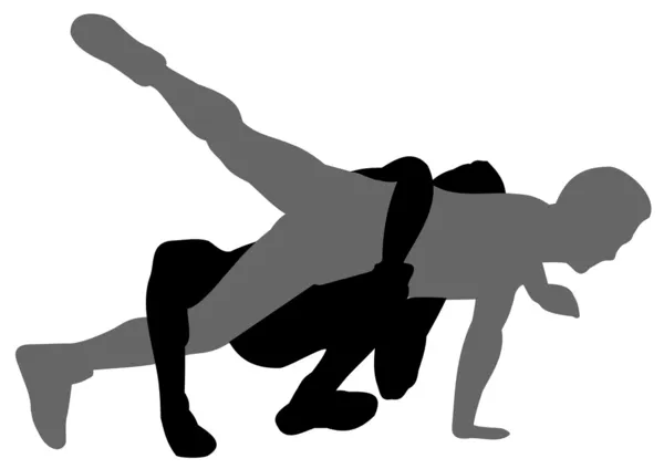 Wrestlers silhouettes — Stock Vector