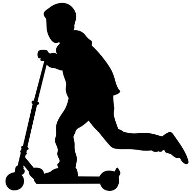 bir scooter ile oynayan çocuk