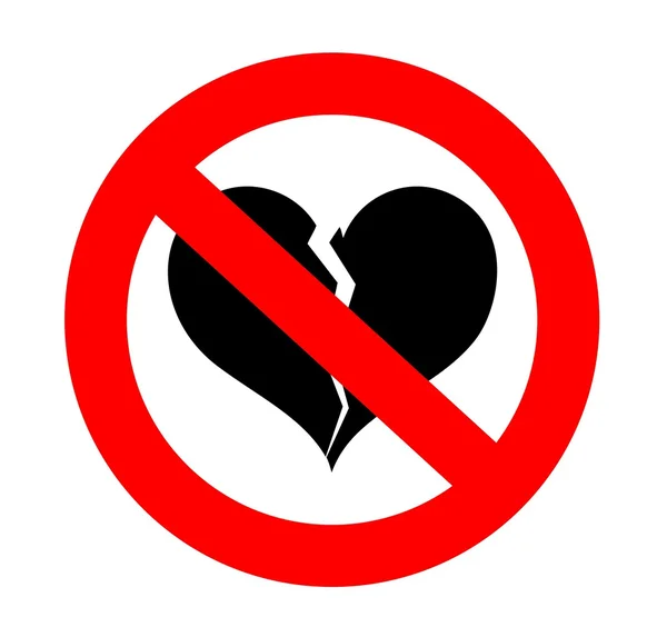 Signo de corazones rotos prohibidos — Vector de stock