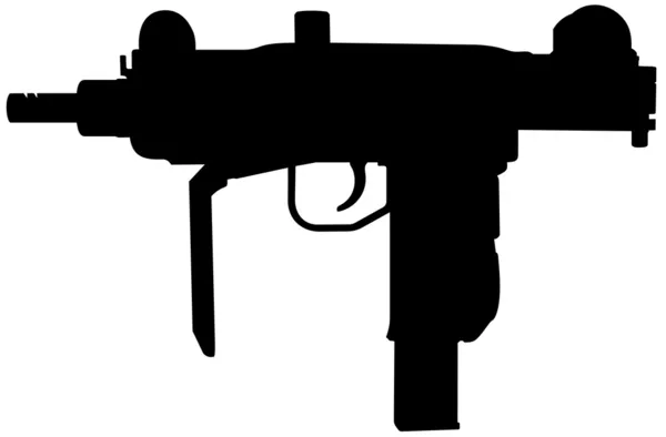 Автоматический силуэт пистолета Uzi — стоковый вектор