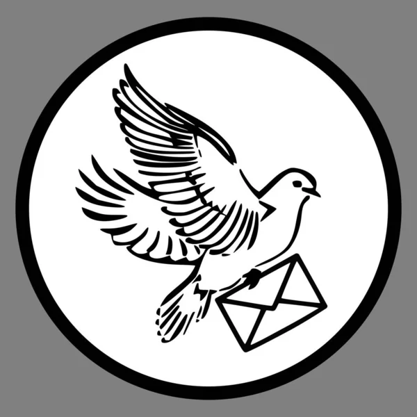 Silhouette Pigeon Transporteur Avec Lettre Postale — Image vectorielle
