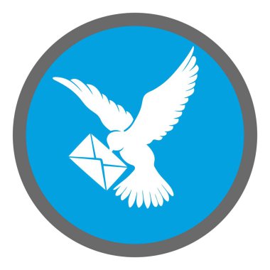 Güvercin mavi zemin üzerinde güvercin uçuş görüntüsü taşıyor.