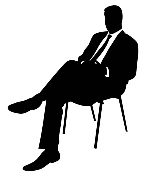 Manažere Muž Obleku Obchodník Sedící Siluetě Vektoru Židle — Stockový vektor