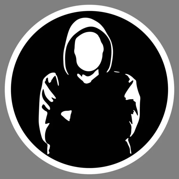 Silhouette Hacker Cerchio Logo Vettoriale — Vettoriale Stock