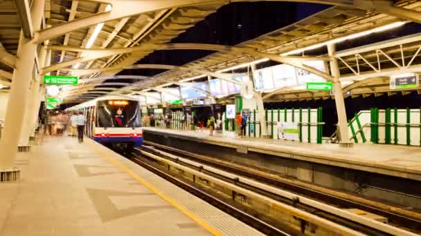 Timelapse - gece Bangkok hava Metro (Bts) — Stok video