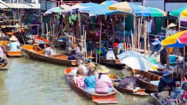 Timelapse - Mercato galleggiante in Thailandia — Video Stock