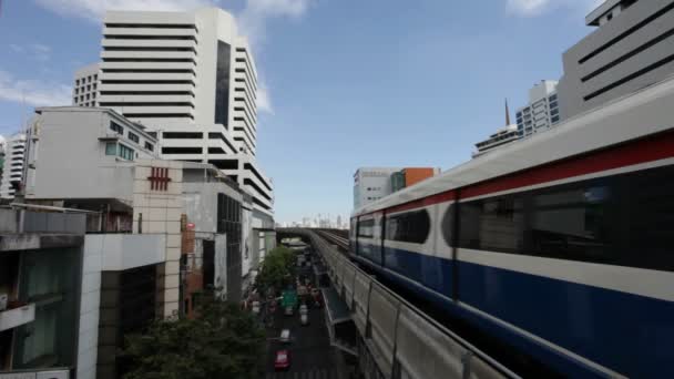 Bangkok BTS - Aerial Metro transportation — Stock Video