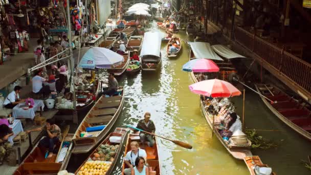 Timelapse - schwimmender Markt in Thailand — Stockvideo