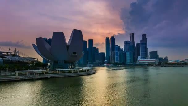 Timelapse - Skyline van de stad Singapore Marina Bay — Stockvideo