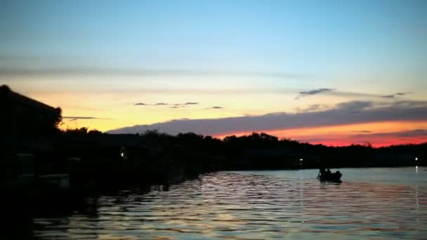Watching sunset on Tonle Sap lake, Siem Reap, Angkor, Cambodia — Stock Video
