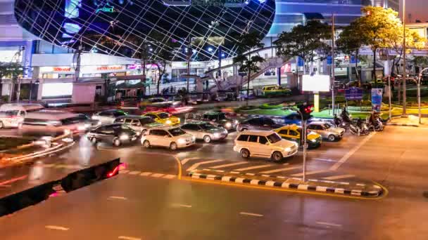 LAPTA DO TEMPO DE TRÁFEGO DE NOITE COLORADA - BANGKOK — Vídeo de Stock