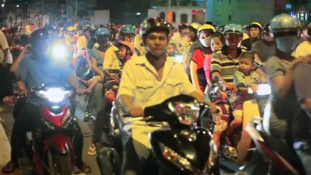 Night Traffic in Ho Chi Minh City, Vietnam — Stock Video
