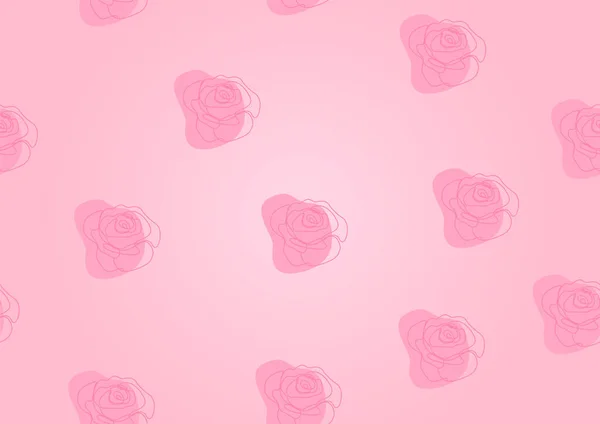 Papel Pintado Papel Regalo Rosas Rosadas Estilo Dibujo Una Línea — Vector de stock