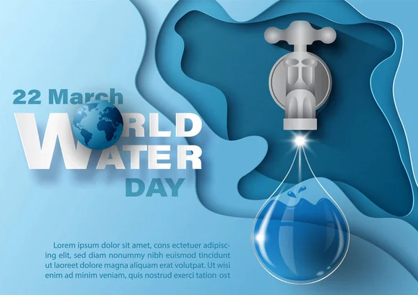 Передній План Водяного Крана Скляною Крапкою День Назва Події Приклад — стоковий вектор