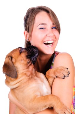 bullmastiff olan kadın