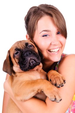 bullmastiff olan kadın