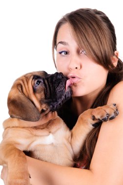 bullmastiff olan kadın