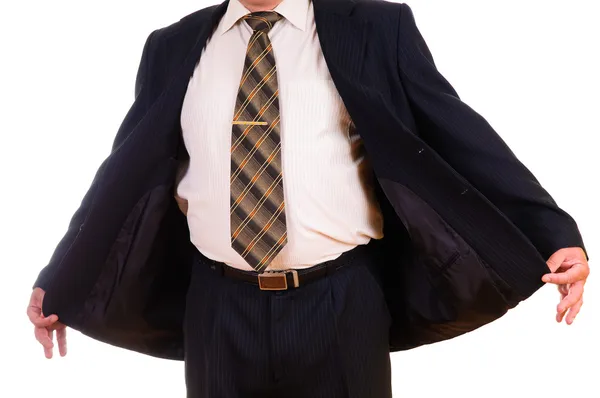 Man unzips his jacket — Stock Photo, Image