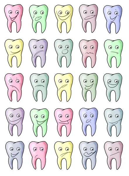 25 веселых и грустных зубов — стоковое фото
