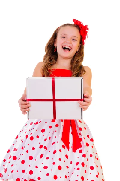 Child holds gift box Stock Picture