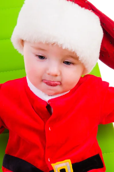 Criança em roupas de Papai Noel — Fotografia de Stock