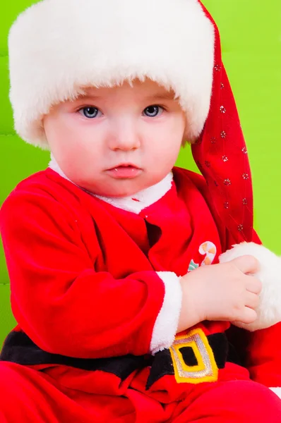 Criança em roupas de Papai Noel — Fotografia de Stock